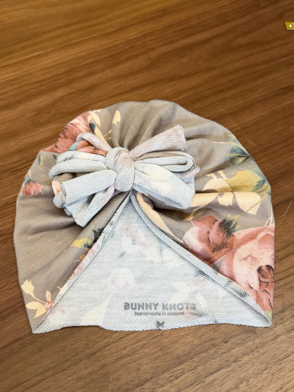 Bunny Knot Turban - Cream and Floral - Medium
